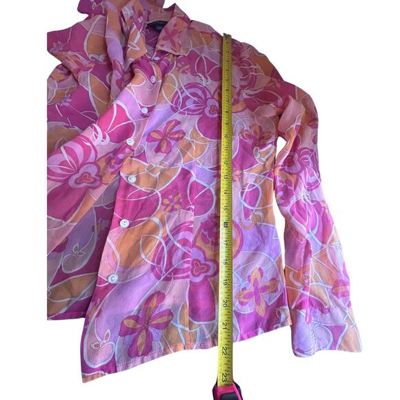 Vintage Silk Blouse – Bold Retro Print, Long Sleeve, Size 12 (Fits M) - Picture 7 of 8